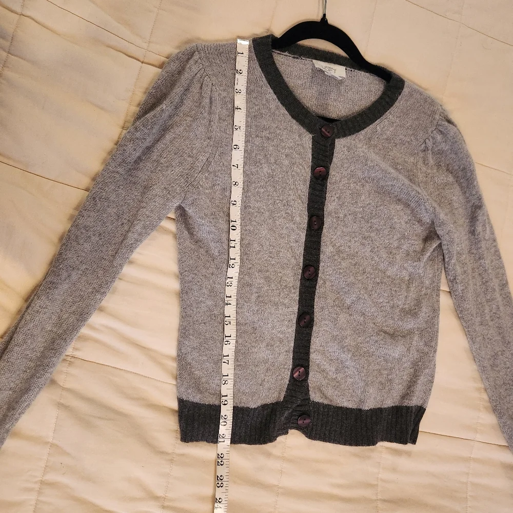 Ann Taylor LOFT Cardigan Sweater, Heathered Gray, Rabbit Hair Blend Sz Med EUC